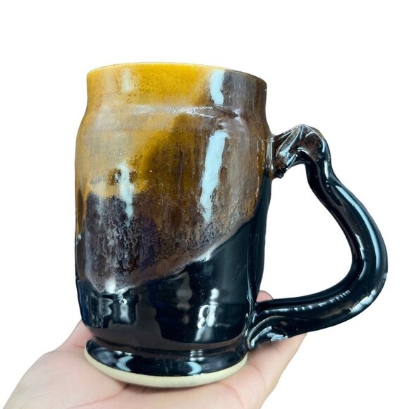 Handmade Other - Hand Made Studio Art Pottery Coffee Cup Mug Marked Beeds Pottery Drip Glaze Larg